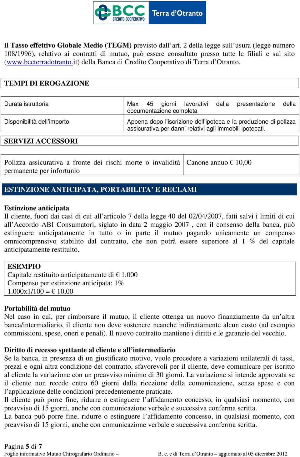 it) della Banca di Credito Cooperativo di Terra d Otranto.