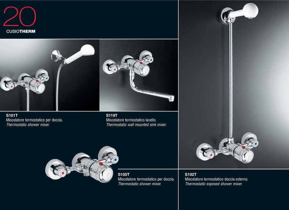 Thermostatic wall mounted sink mixer.