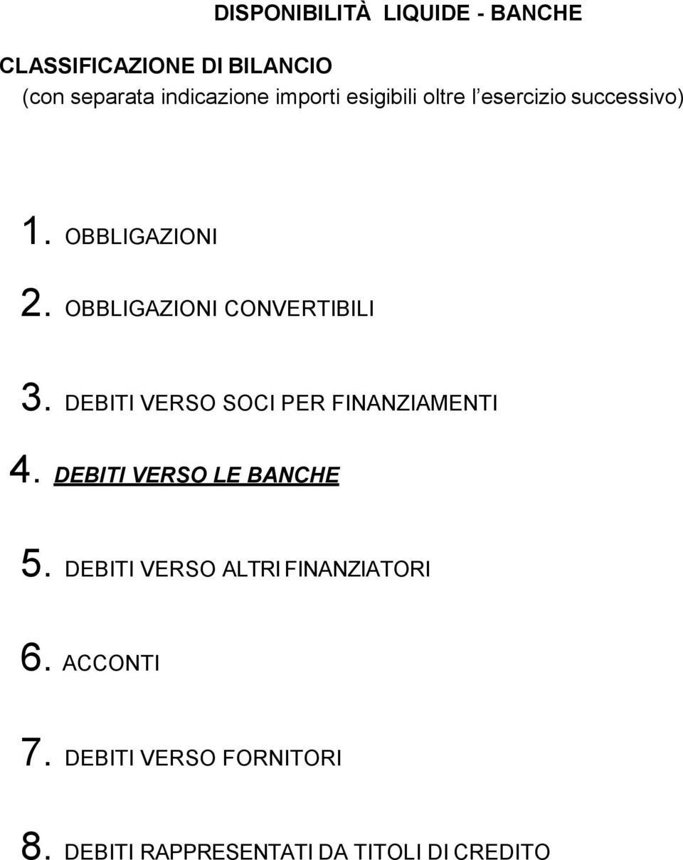 OBBLIGAZIONI CONVERTIBILI 3. DEBITI VERSO SOCI PER FINANZIAMENTI 4.