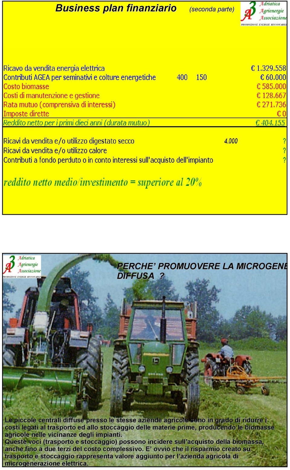 materie prime,, producendo le biomasse agricole nelle vicinanze degli impianti.