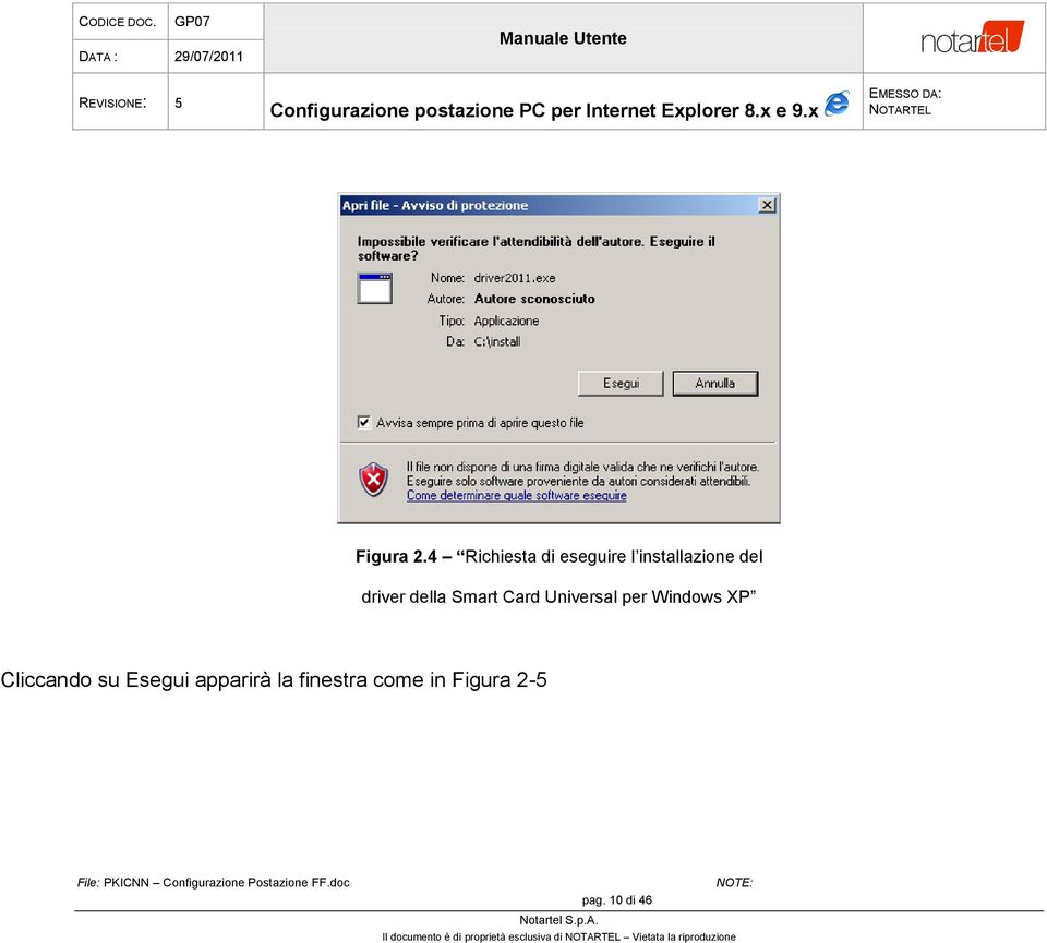 Smart Card Universal per Windows XP Cliccando su Esegui