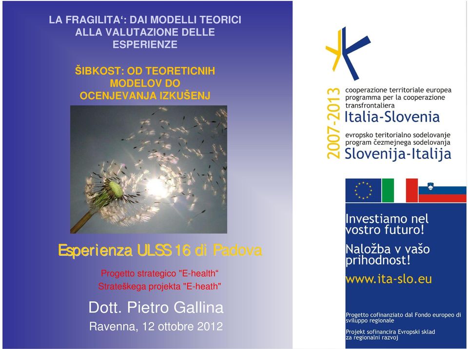 ENJ Esperienza ULSS 16 di Padova Progetto strategico "E-health