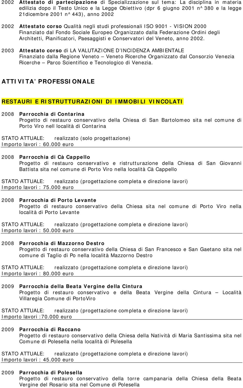 Paesaggisti e Conservatori del Veneto, anno 2002.