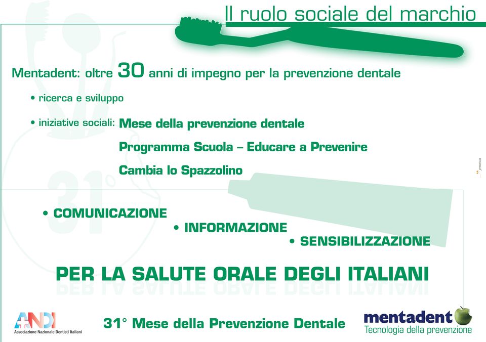 Educare a Prevenire Cambia lo Spazzolino COMUNICAZIONE INFORMAZIONE SENSIBILIZZAZIONE PER