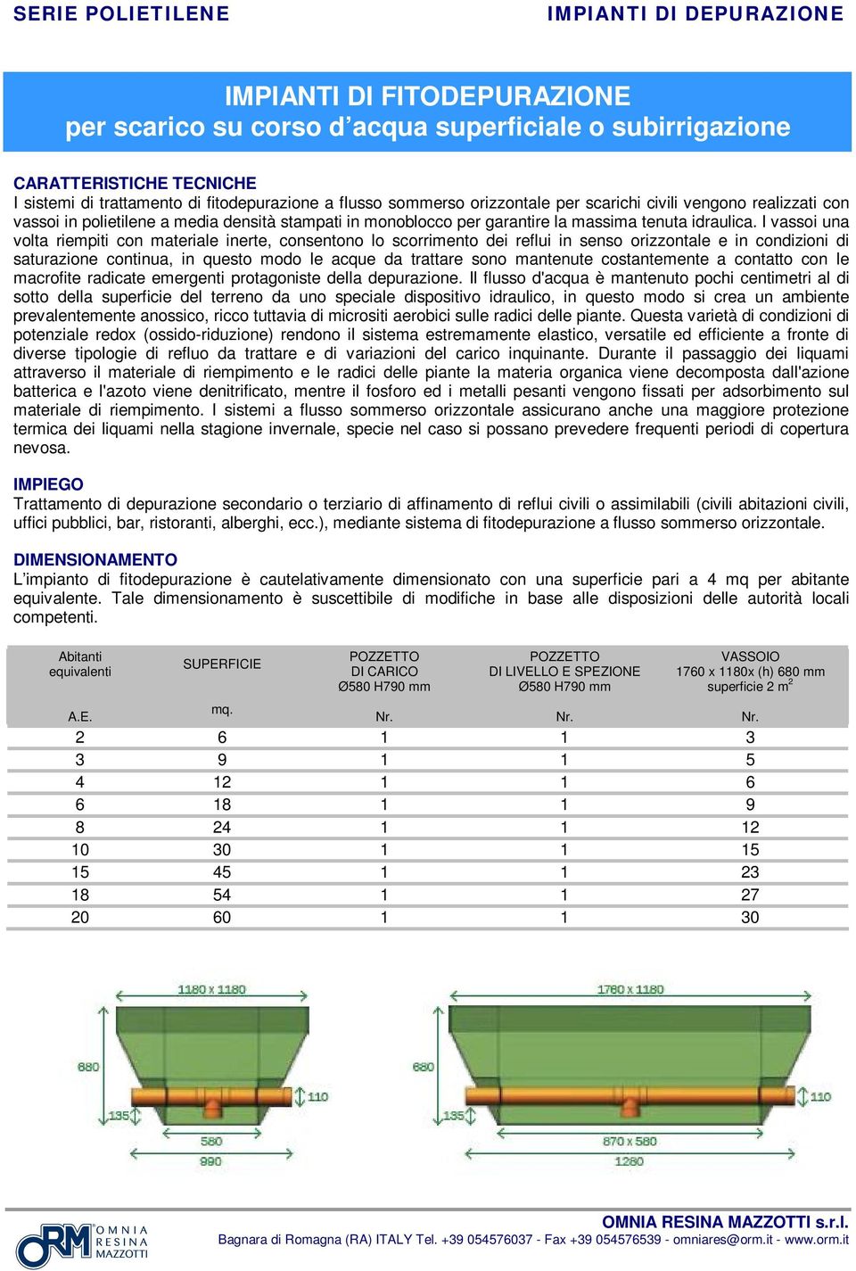 I vassoi una volta riempiti con materiale inerte, consentono lo scorrimento dei reflui in senso orizzontale e in condizioni di saturazione continua, in questo modo le acque da trattare sono mantenute