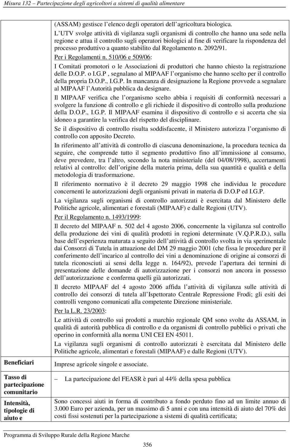 produttivo a quanto stabilito dal Regolamento n. 2092/91. Per i Regolamenti n. 510/06 e 509/06: I Comitati promotori o le Associazioni di produttori che hanno chiesto la registrazione delle D.O.P. o I.