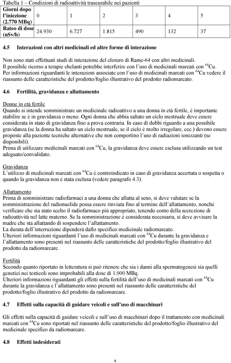 Il possibile ricorso a terapie chelanti potrebbe interferire con l uso di medicinali marcati con 64 Cu.