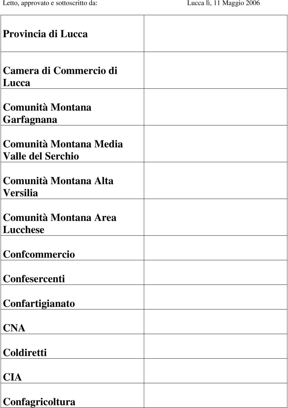 Valle del Serchio Comunità Montana Alta Versilia Comunità Montana Area Lucchese