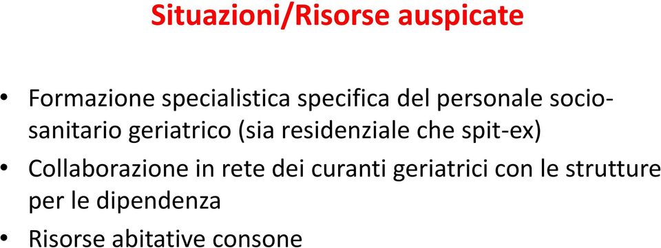 residenziale che spit-ex) Collaborazione in rete dei curanti