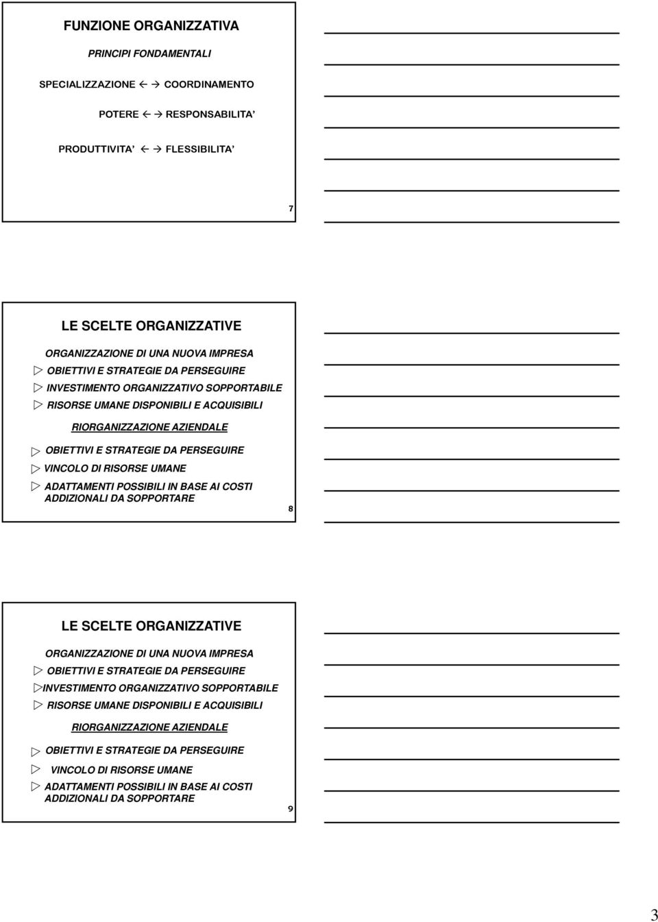 ADATTAMENTI POSSIBILI IN BASE AI COSTI ADDIZIONALI DA SOPPORTARE 8 LE SCELTE ORGANIZZATIVE ORGANIZZAZIONE DI UNA NUOVA IMPRESA OBIETTIVI E  ADATTAMENTI POSSIBILI IN BASE AI COSTI ADDIZIONALI DA