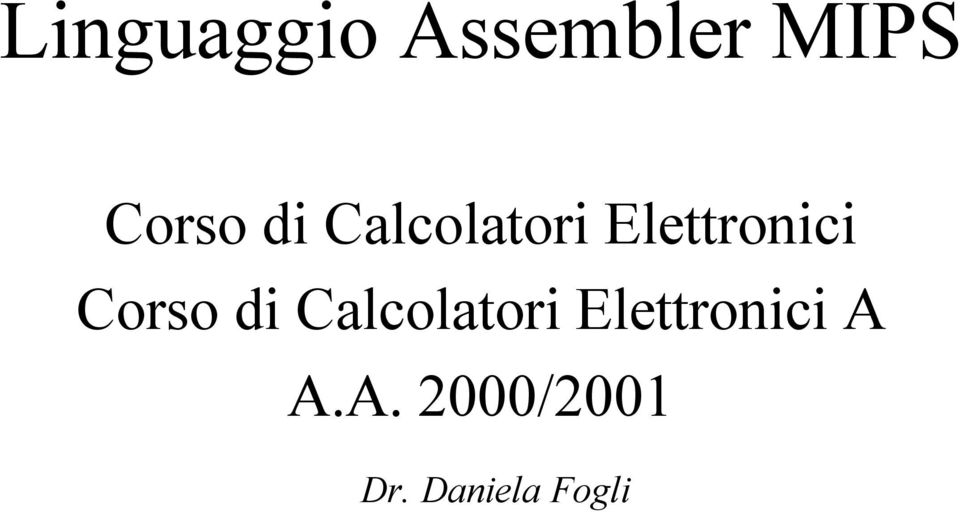Corso  A A.A. 2000/2001 Dr.