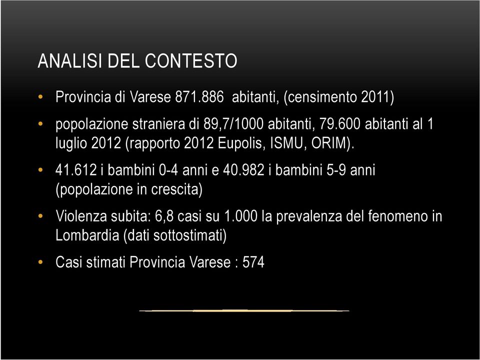 600 abitanti al 1 luglio 2012 (rapporto 2012 Eupolis, ISMU, ORIM). 41.612 i bambini 0-4 anni e 40.