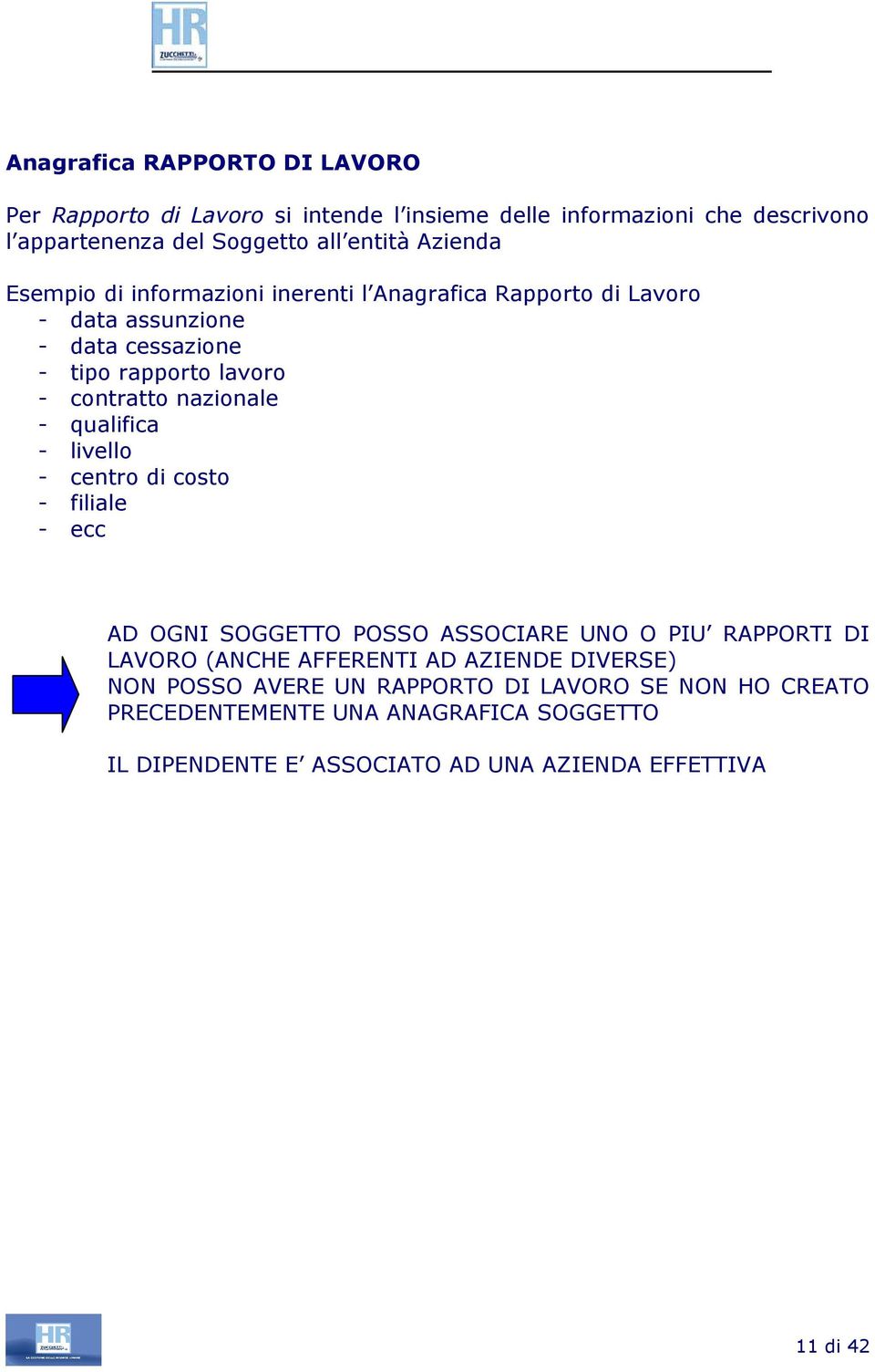 nazionale - qualifica - livello - centro di costo - filiale - ecc AD OGNI SOGGETTO POSSO ASSOCIARE UNO O PIU RAPPORTI DI LAVORO (ANCHE AFFERENTI AD