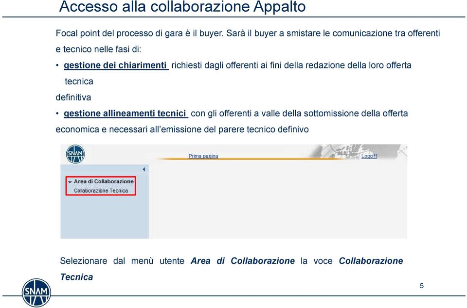 offerenti ai fini della redazione della loro offerta tecnica definitiva gestione allineamenti tecnici con gli offerenti a valle