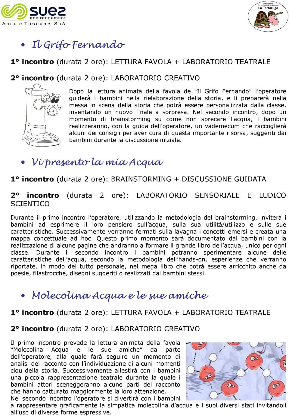 Nel secondo incontro, dopo un momento di brainstorming su come non sprecare l acqua, i bambini realizzeranno, con la guida dell operatore, un vademecum che raccoglierà alcuni dei consigli per aver