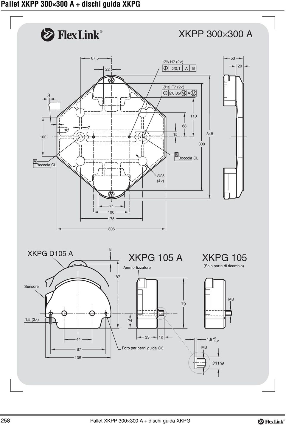 D105 A 8 XKPG 105 A Ammortizzatore XKPG 105 (Solo parte di ricambio) 87 Sensore 79 M8 1,5 (2 ) 24