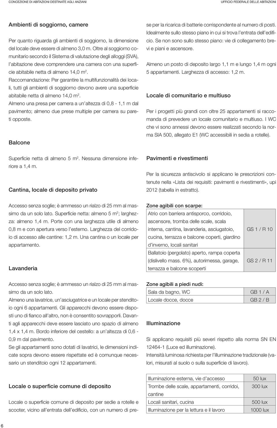 Raccomandazione: Per garantire la multifunzionalità dei locali, tutti gli ambienti di soggiorno devono avere una superficie abitabile netta di almeno 14,0 m 2.