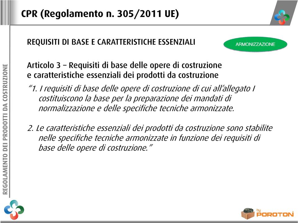 I requisiti di base delle opere di costruzione di cui all allegato I costituiscono la base per la preparazione dei mandati di