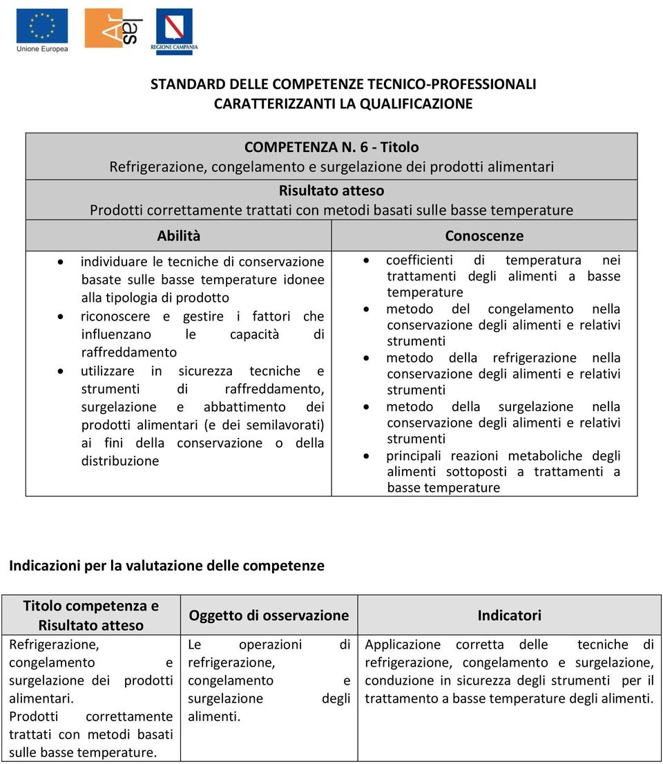 basate sulle basse temperature idonee alla tipologia di prodotto riconoscere e gestire i fattori che influenzano le capacità di raffreddamento utilizzare in tecniche e strumenti di raffreddamento,