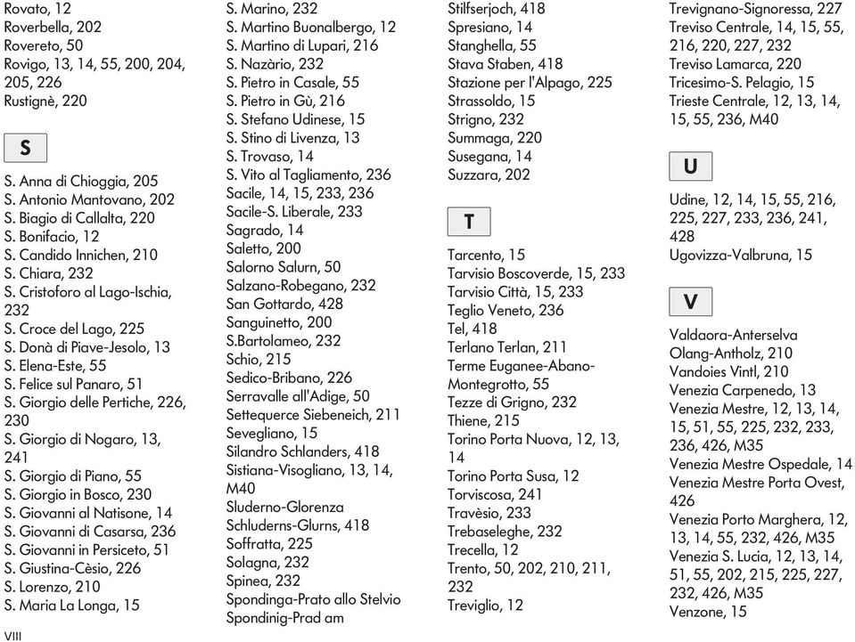 5 S Giustin-Cèsi, 6 S renz, S Mri ng, 5 VIII S Mrin, 3 S Mrtin Bunlberg, S Mrtin di upri, 6 S Nzàri, 3 S Pietr in Csle, 55 S Pietr in Gù, 6 S Stefn Udinese, 5 S Stin di ivenz, 3 S Trvs, 4 S Vit l