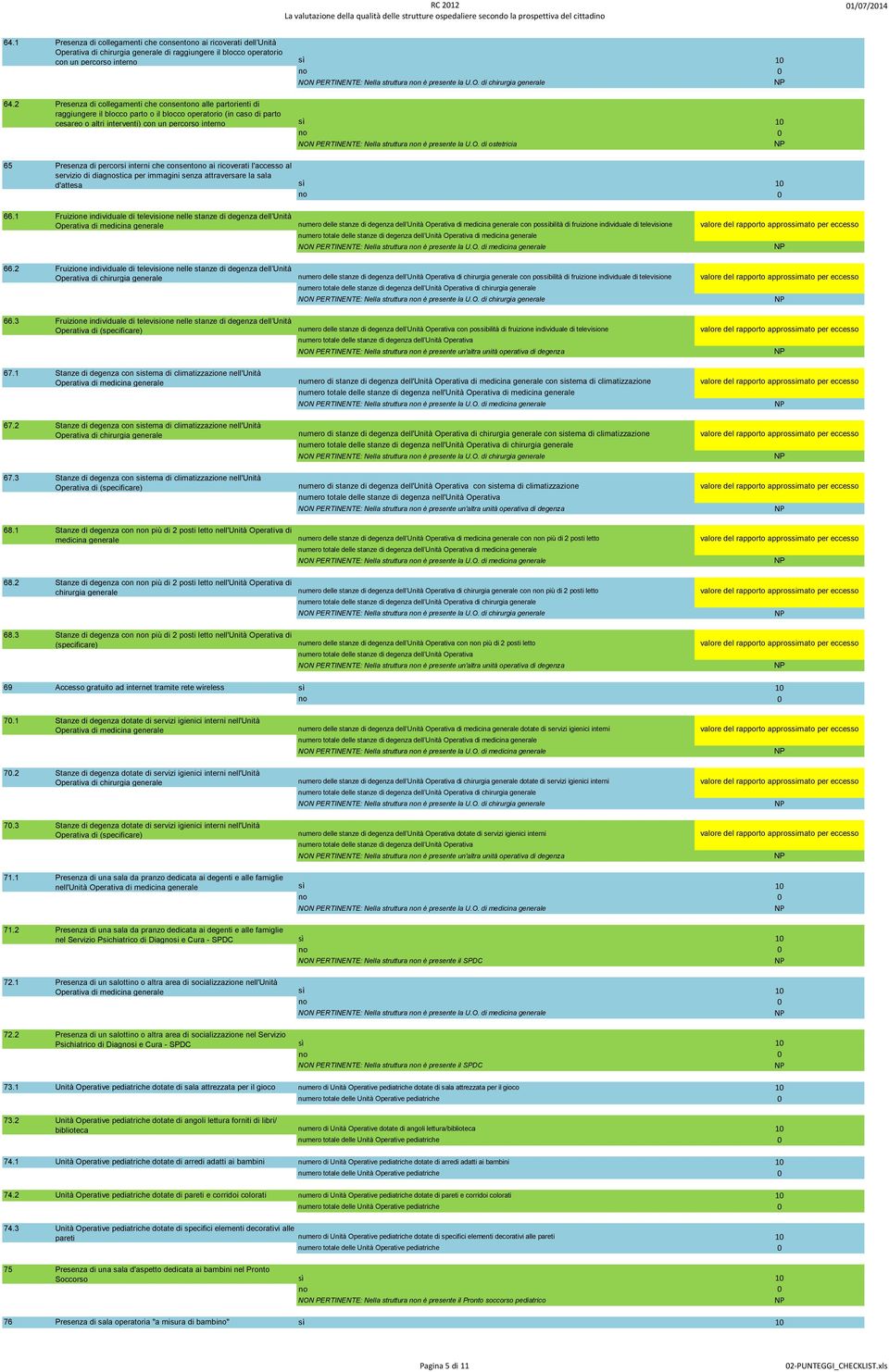 percorsi interni che consentono ai ricoverati l'accesso al servizio di diagnostica per immagini senza attraversare la sala d'attesa 66.