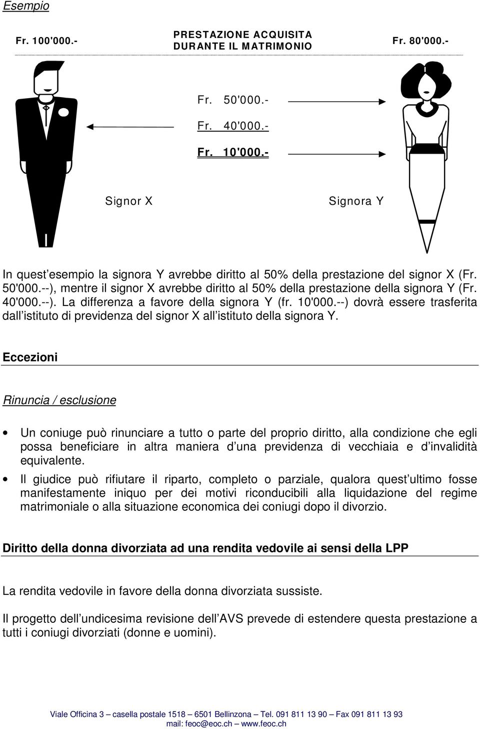 --), mentre il signor X avrebbe diritto al 50% della prestazione della signora Y (Fr. 40'000.--). La differenza a favore della signora Y (fr. 10'000.