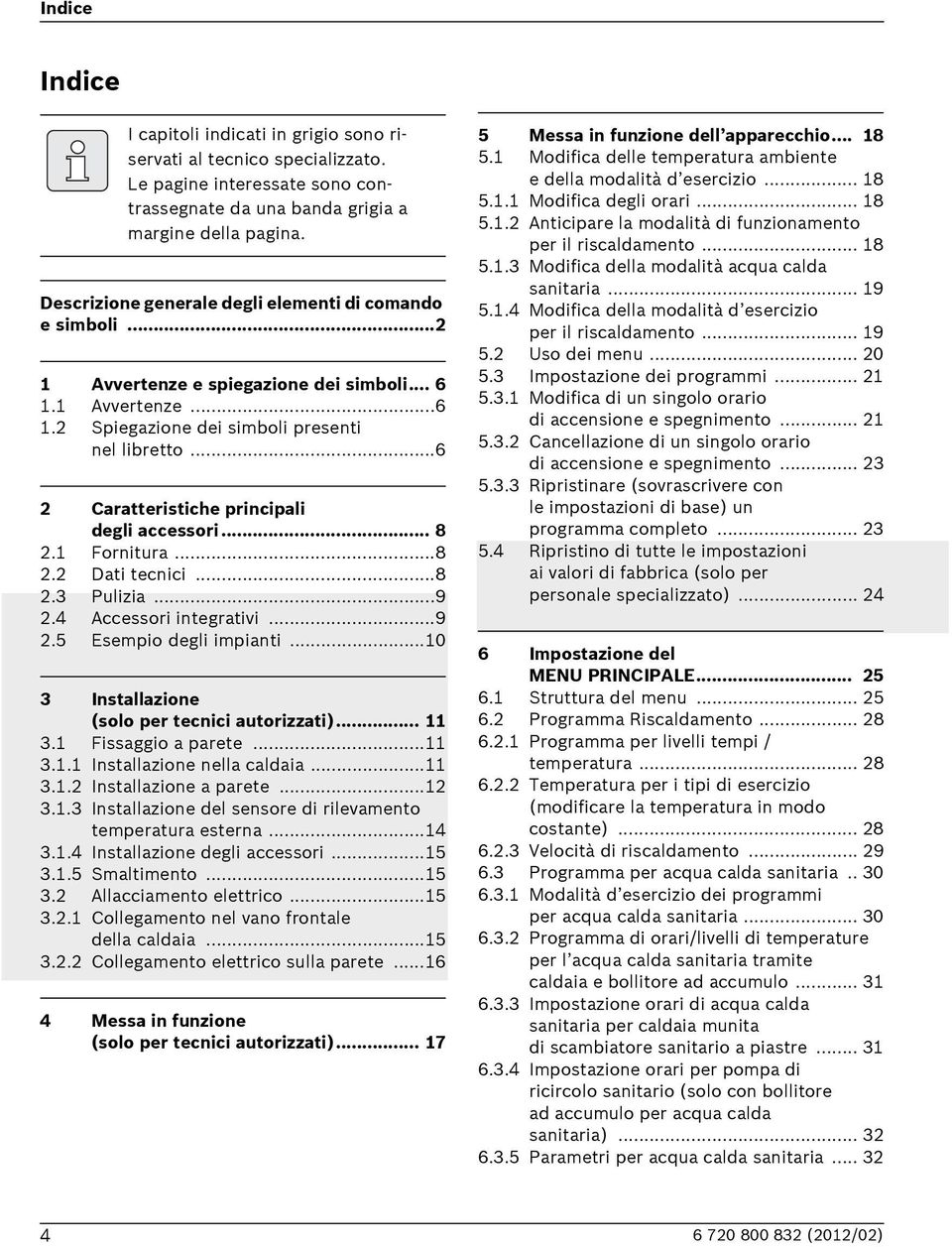 ..6 2 Caratteristiche principali degli accessori... 8 2.1 Fornitura...8 2.2 Dati tecnici...8 2.3 Pulizia...9 2.4 Accessori integrativi...9 2.5 Esempio degli impianti.