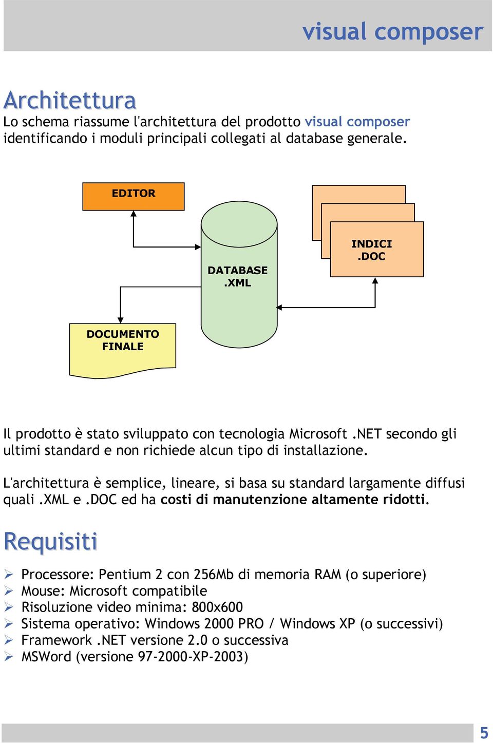 L'architettura è semplice, lineare, si basa su standard largamente diffusi quali.xml e.doc ed ha costi di manutenzione altamente ridotti.