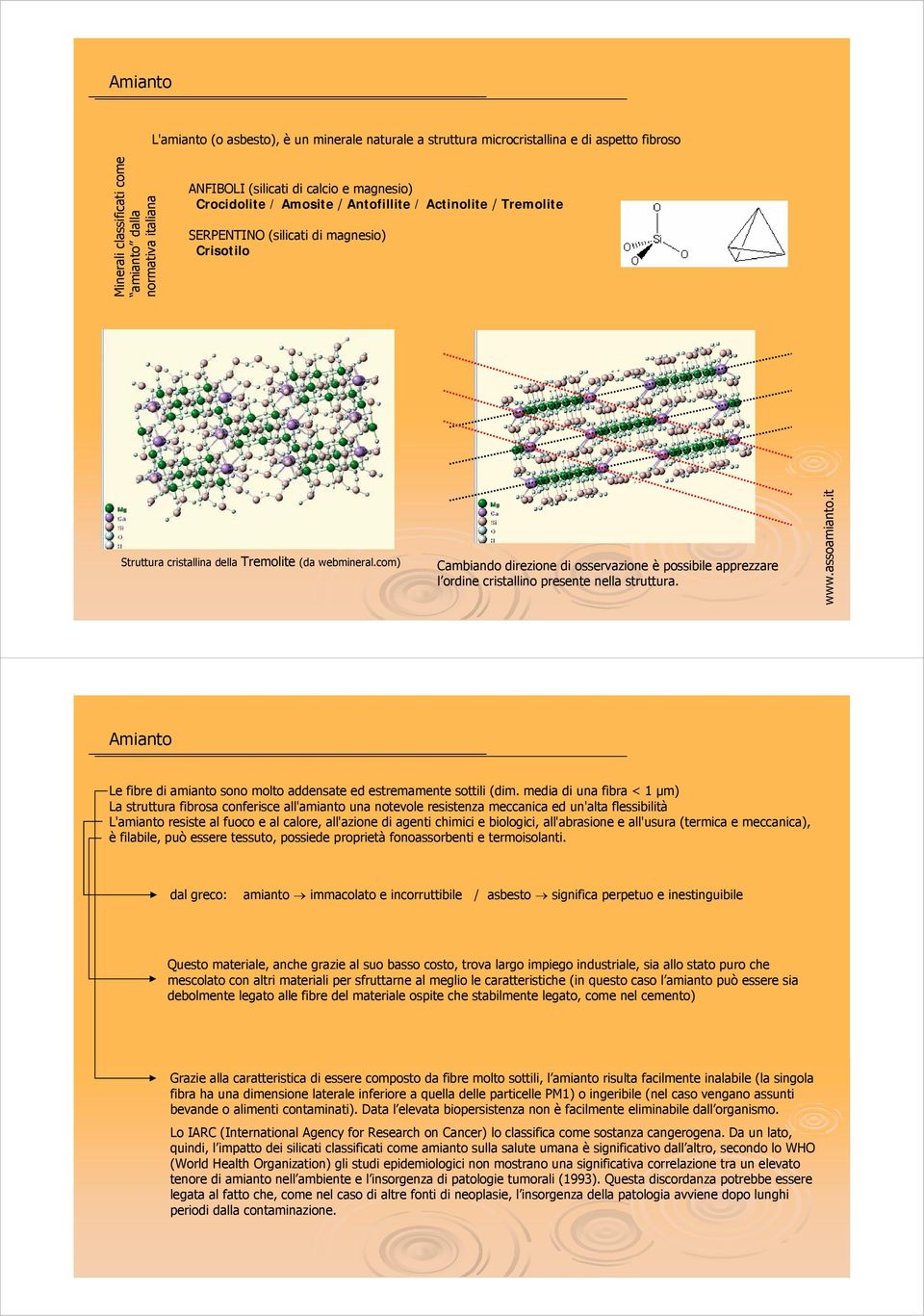 com) Cambiando direzione di osservazione è possibile apprezzare l ordine cristallino presente nella struttura. www.assoamianto.