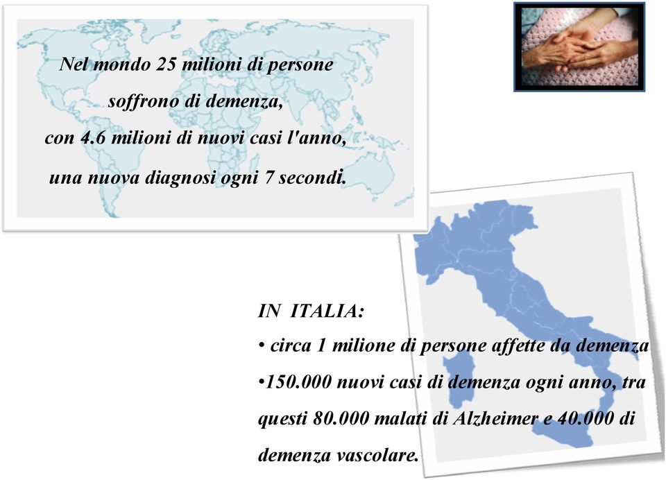 IN ITALIA: circa 1 milione di persone affette da demenza 150.