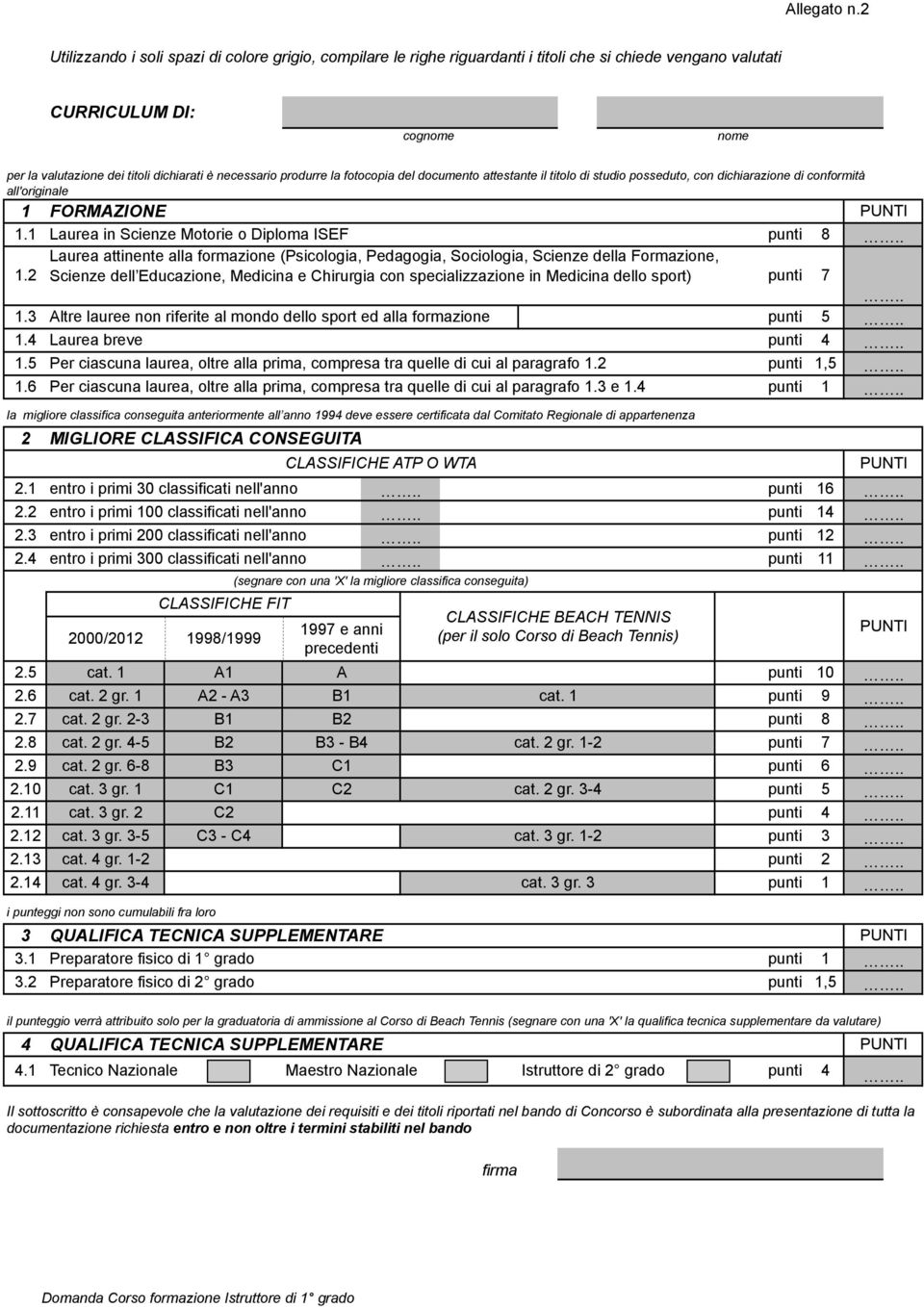 produrre la fotocopia del documento attestante il titolo di studio posseduto, con dichiarazione di conformità all'originale 1 FORMAZIONE 1.