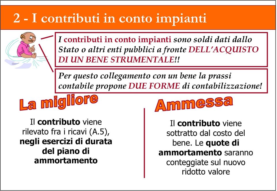 ! Per questo collegamento con un bene la prassi contabile propone DUE FORME di contabilizzazione!