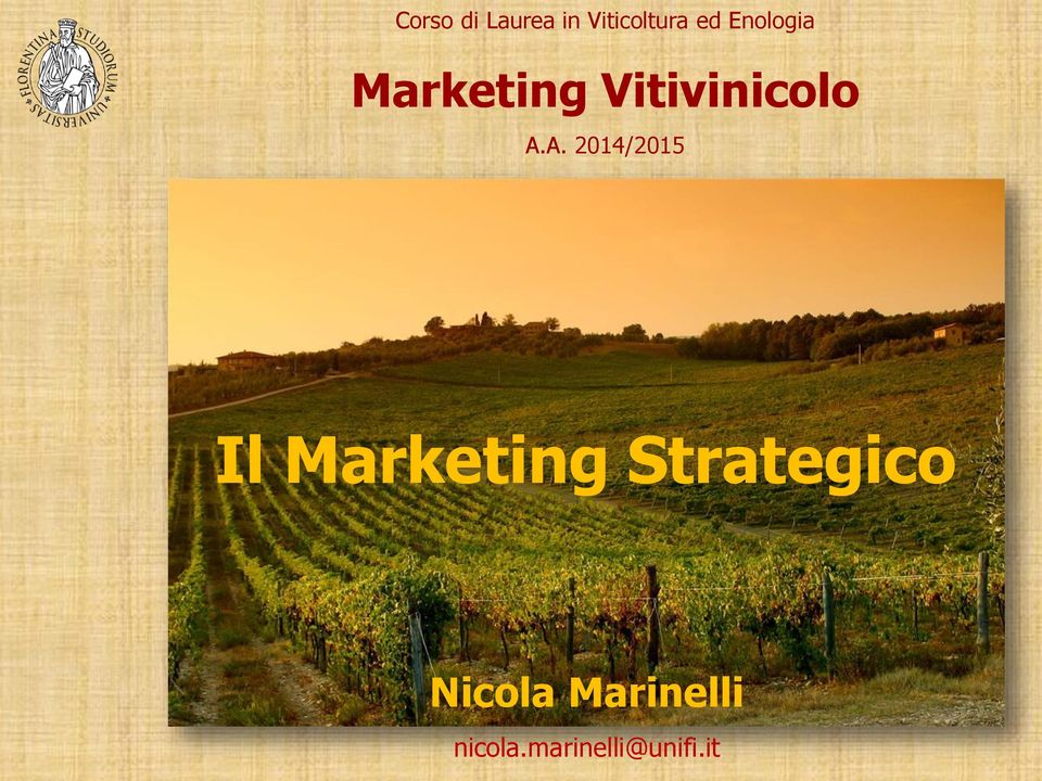 A. 2014/2015 Il Marketing Strategico