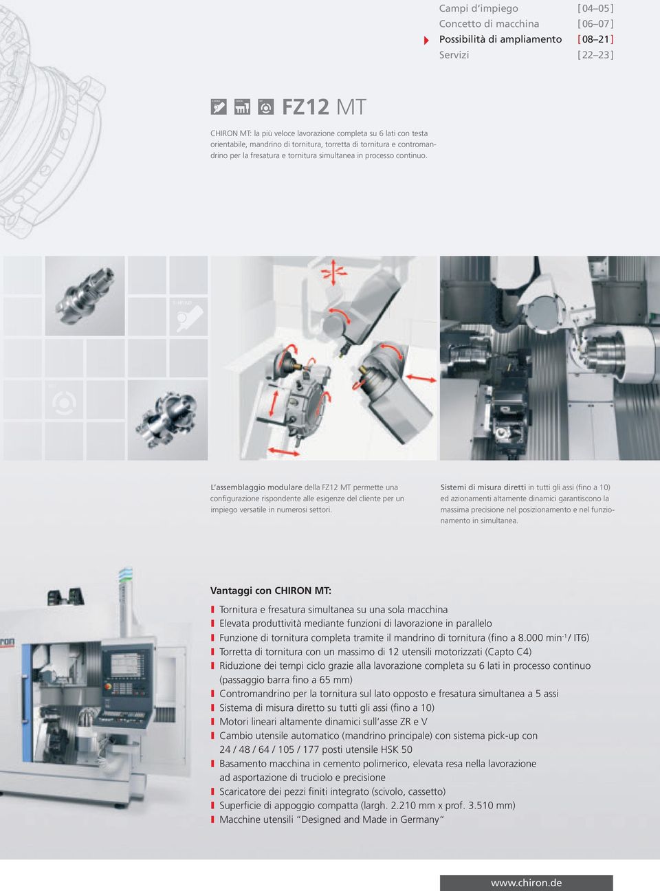 L assemblaggio modulare della FZ12 MT permette una configurazione rispondente alle esigenze del cliente per un impiego versatile in numerosi settori.