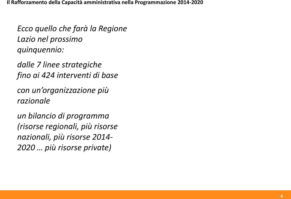 regionali, più risorse nazionali, più risorse 2014-2020 più risorse private) Programma di