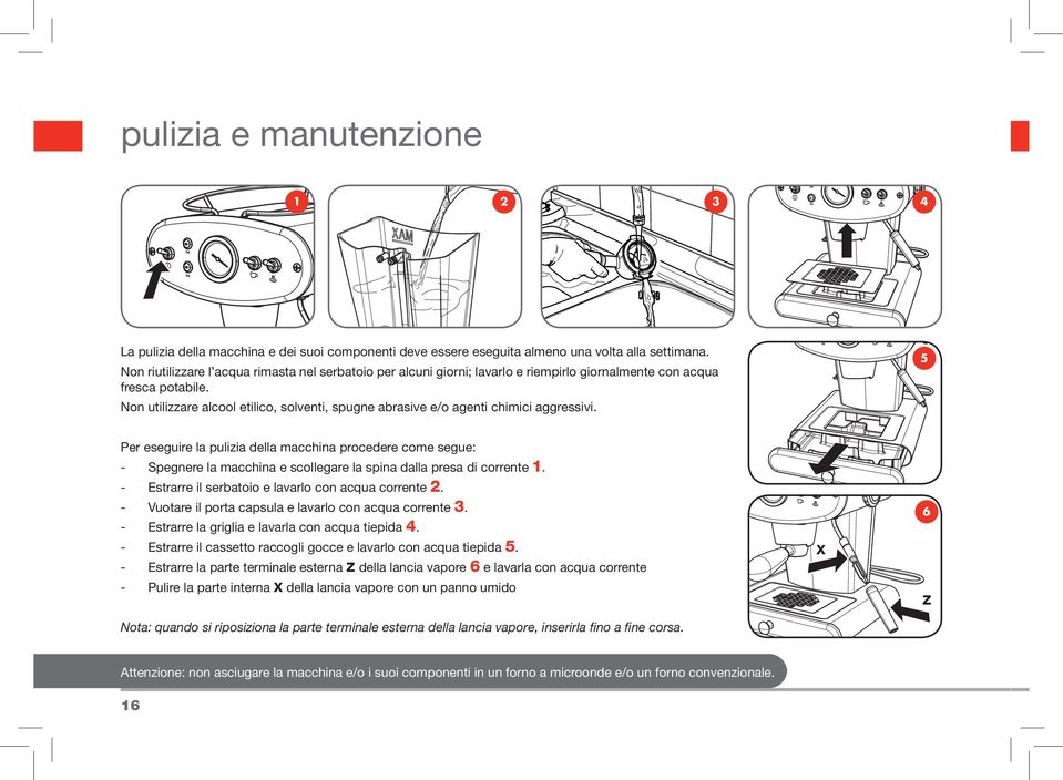 Non utilizzare alcool etilico, solventi, spugne abrasive e/o agenti chimici aggressivi.