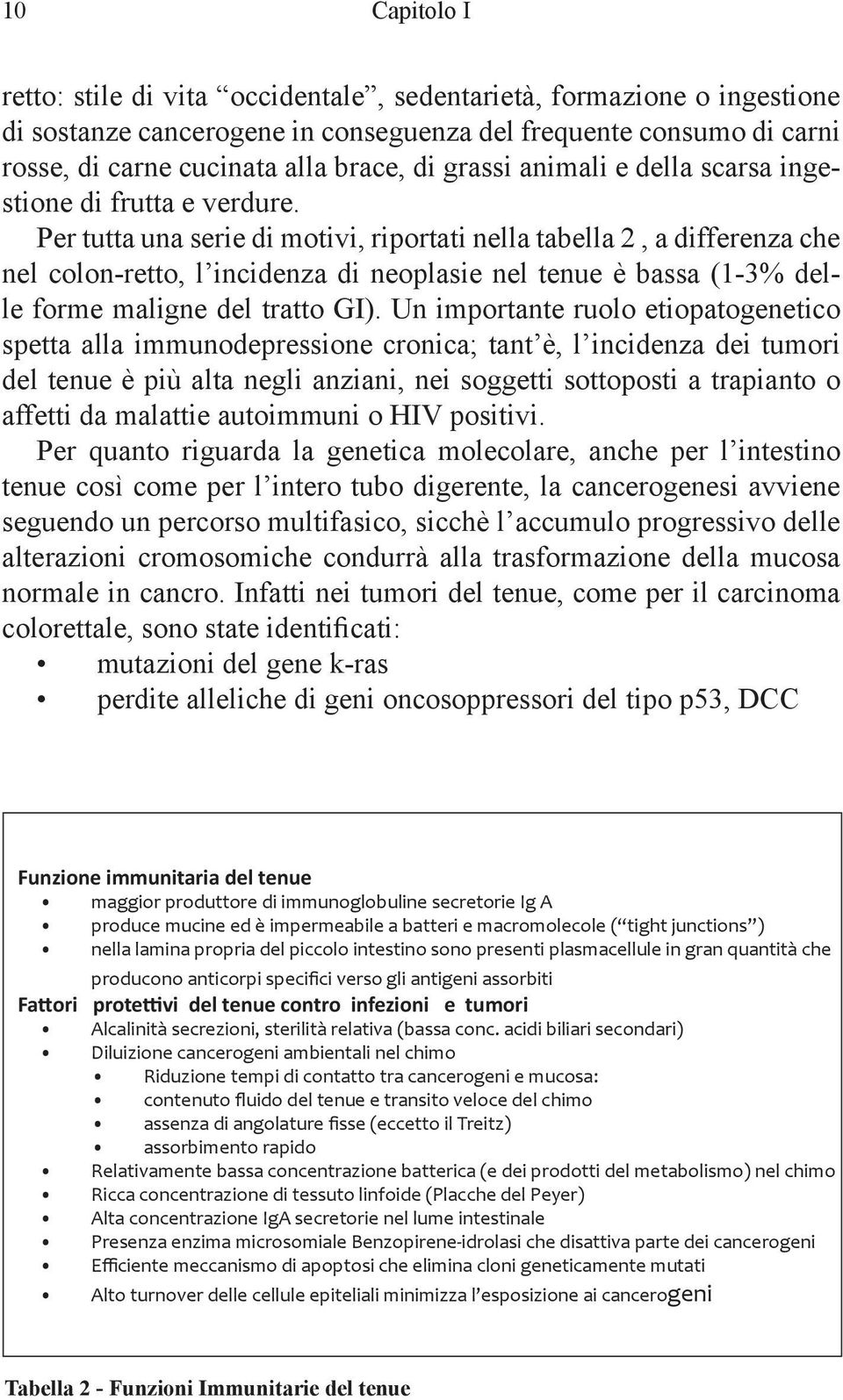 Per tutta una serie di motivi, riportati nella tabella 2, a differenza che nel colon-retto, l incidenza di neoplasie nel tenue è bassa (1-3% delle forme maligne del tratto GI).