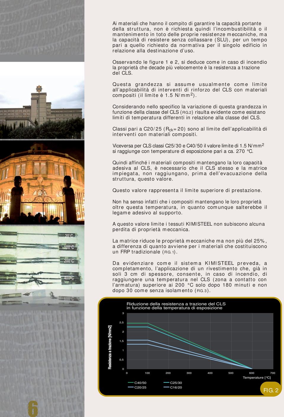 Osservando le figure 1 e 2, si deduce come in caso di incendio la proprietà che decade più velocemente è la resistenza a trazione del CLS.