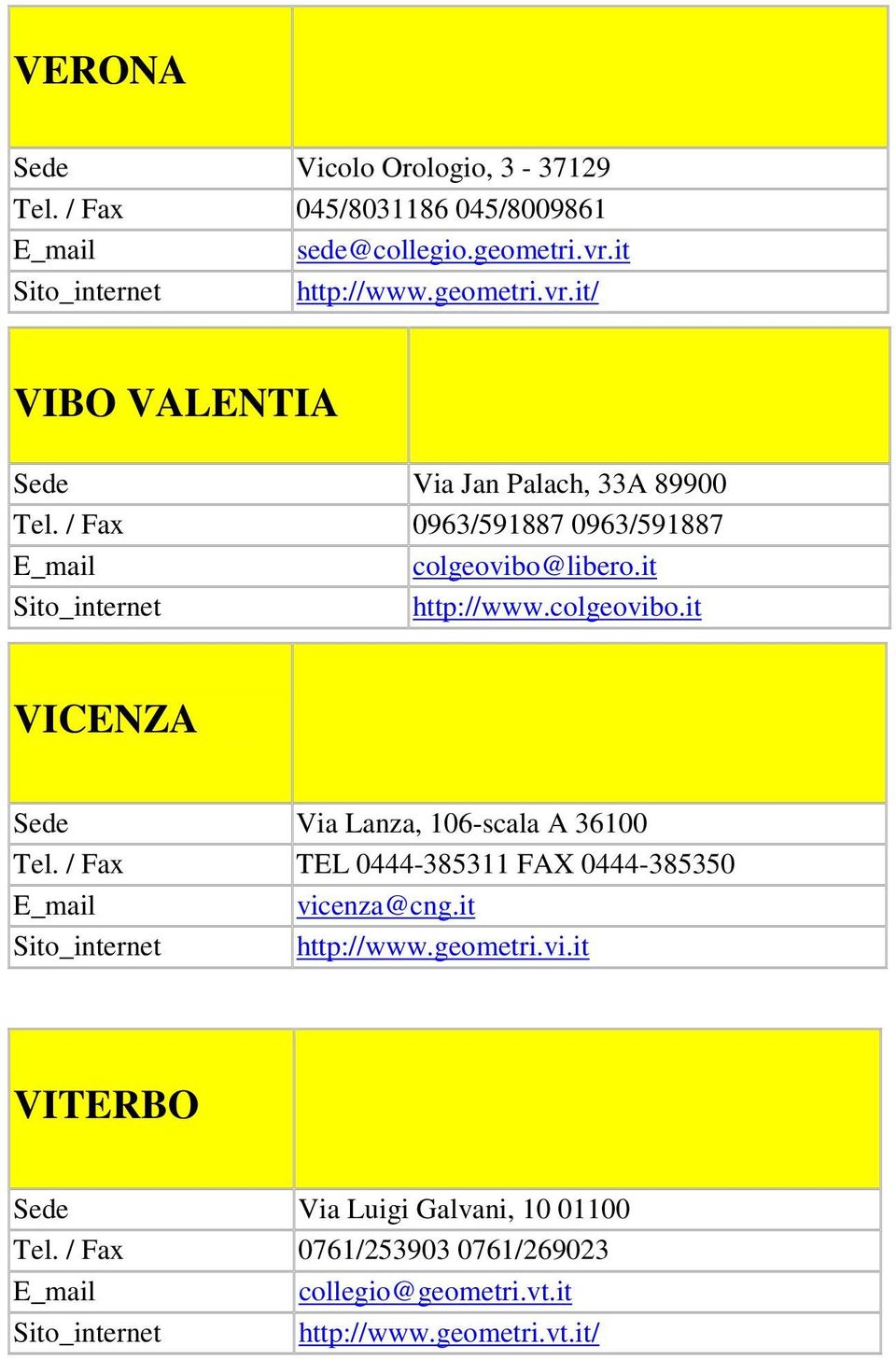 / Fax 0963/591887 0963/591887 colgeovibo@libero.it http://www.colgeovibo.it VICENZA Sede Via Lanza, 106-scala A 36100 Tel.