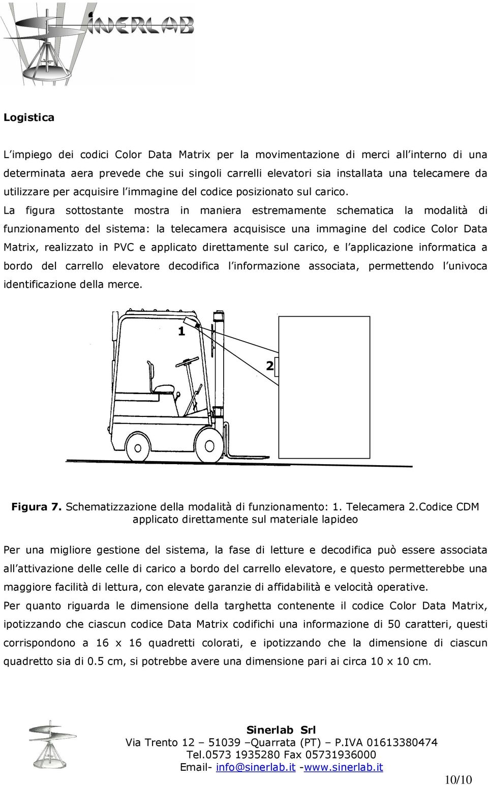 La figura sottostante mostra in maniera estremamente schematica la modalità di funzionamento del sistema: la telecamera acquisisce una immagine del codice Color Data Matrix, realizzato in PVC e