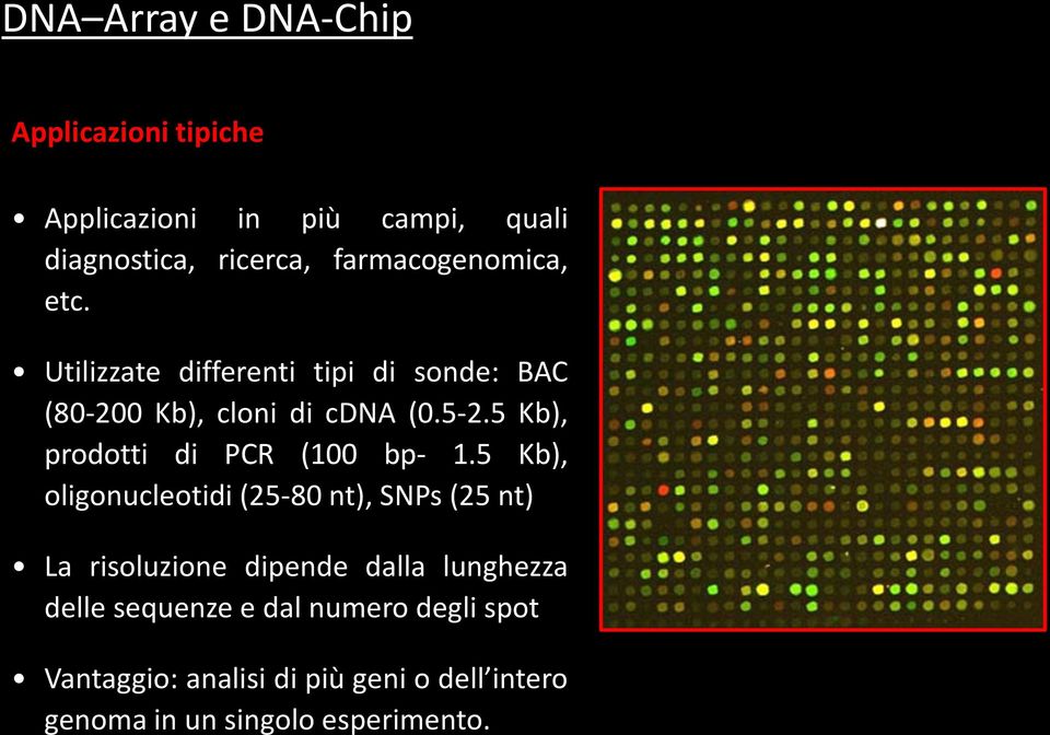 5 Kb), prodotti di PCR (100 bp- 1.