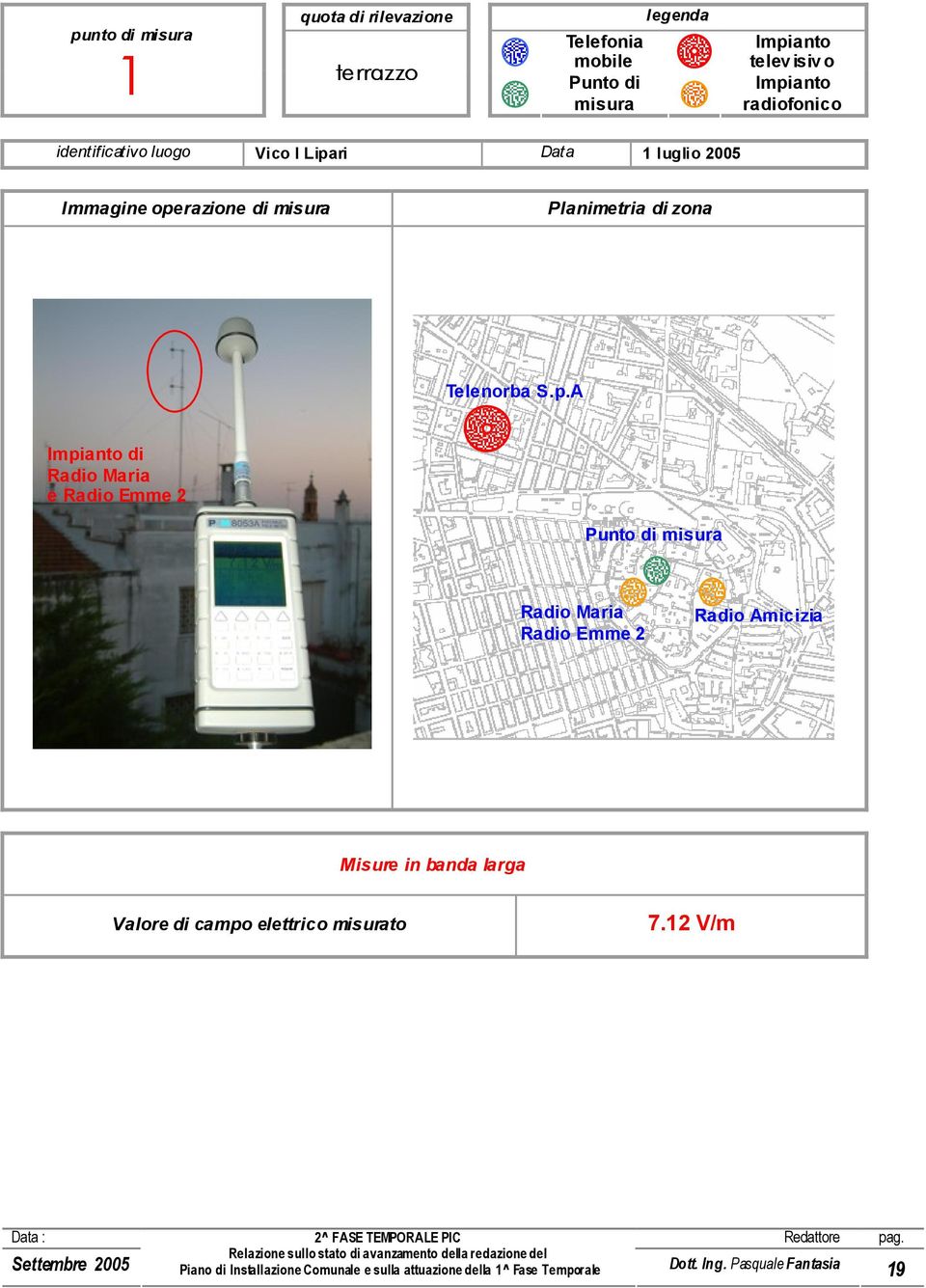 operazione di misura Planimetria di zona Telenorba S.p.A di e Radio Emme 2 Punto di misura