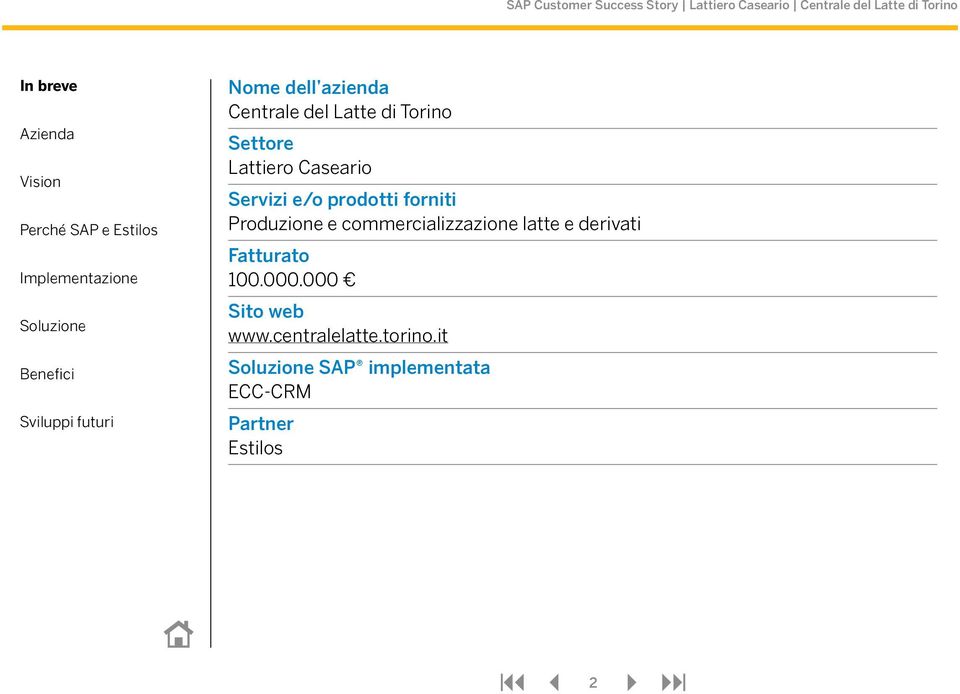 commercializzazione latte e derivati Fatturato 100.000.