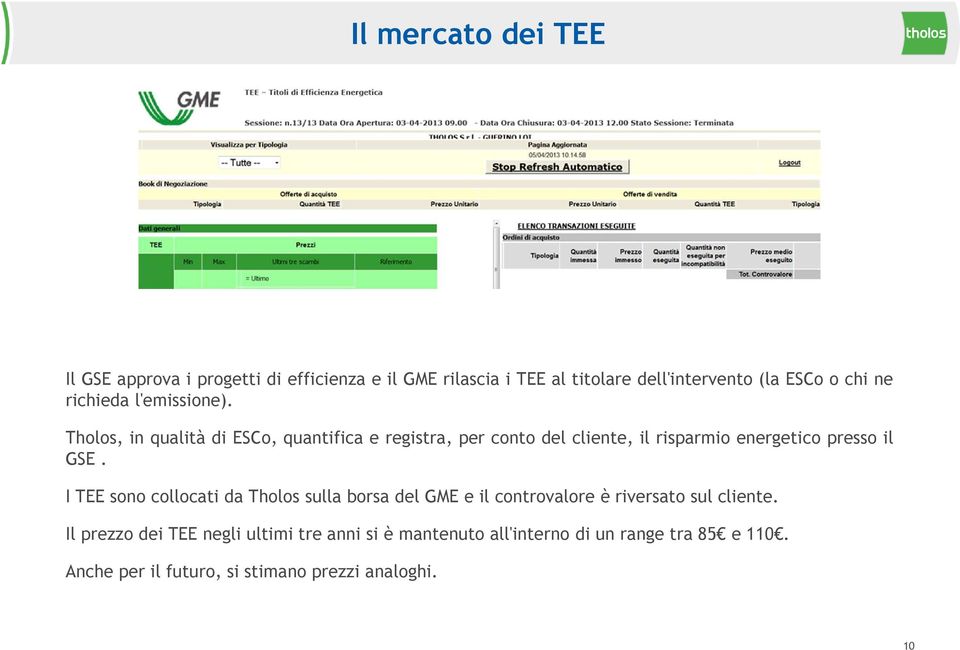 Tholos, in qualità di ESCo, quantifica e registra, per conto del cliente, il risparmio energetico presso il GSE.