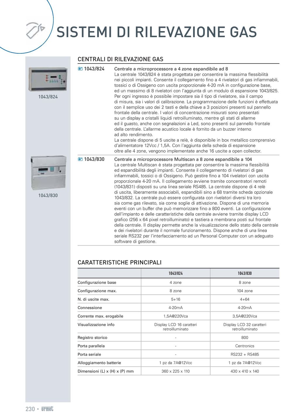 Consente il collegamento fino a rivelatori di gas infiammabili, tossici o di Ossigeno con uscita proporzionale 0 ma in configurazione base, ed un massimo di rivelatori con l aggiunta di un modulo di