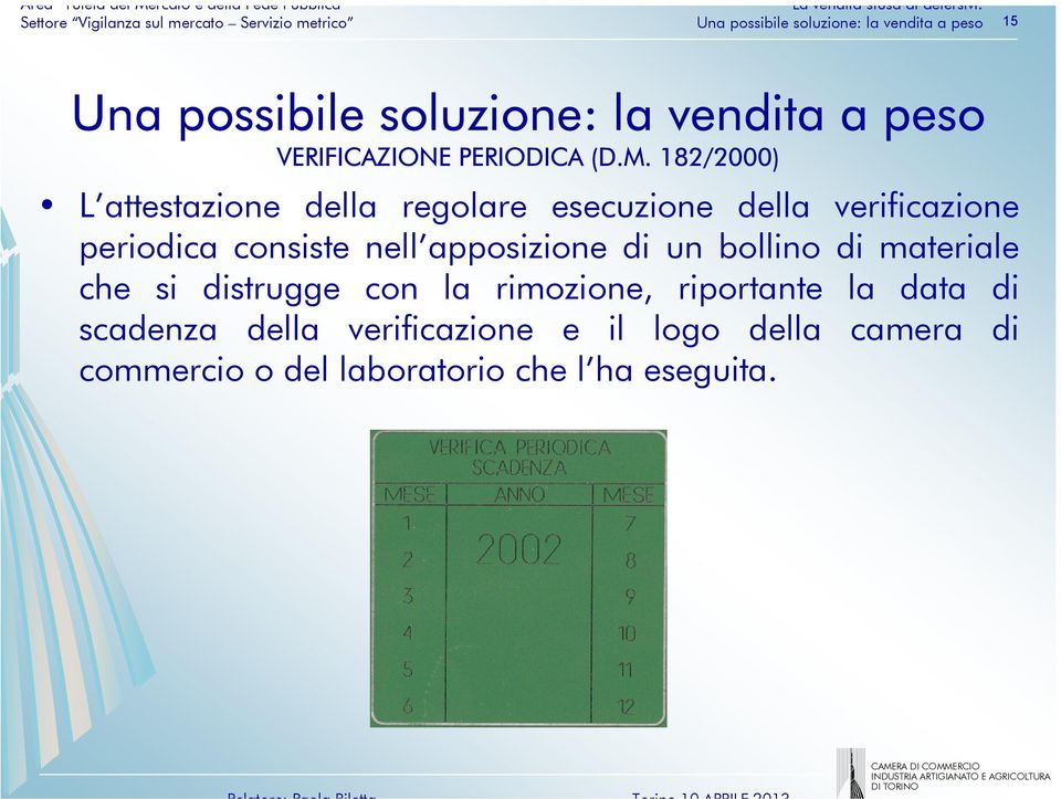 consiste nell apposizione di un bollino di materiale che si distrugge con la