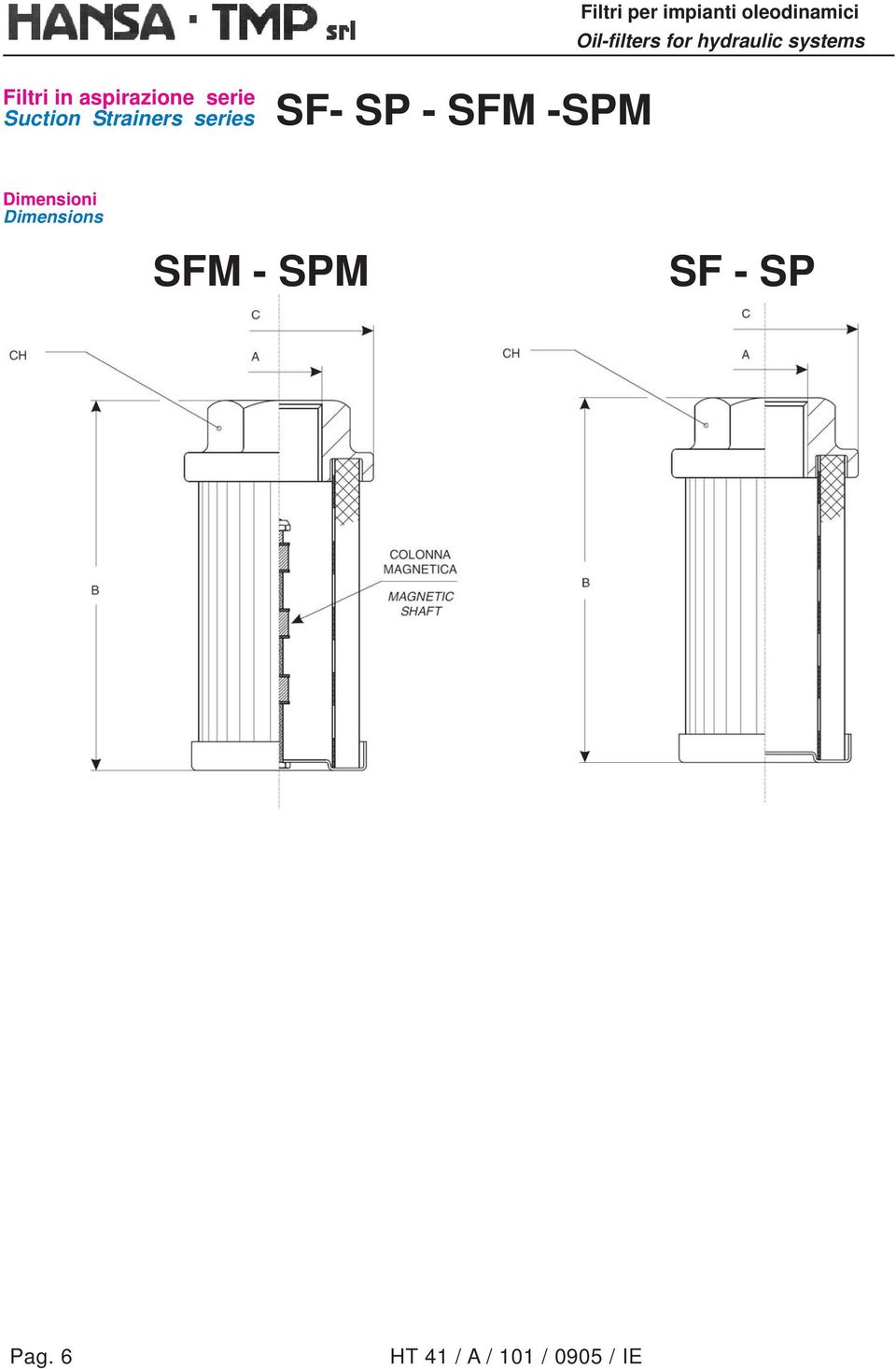 SP - SFM -SPM Dimensioni
