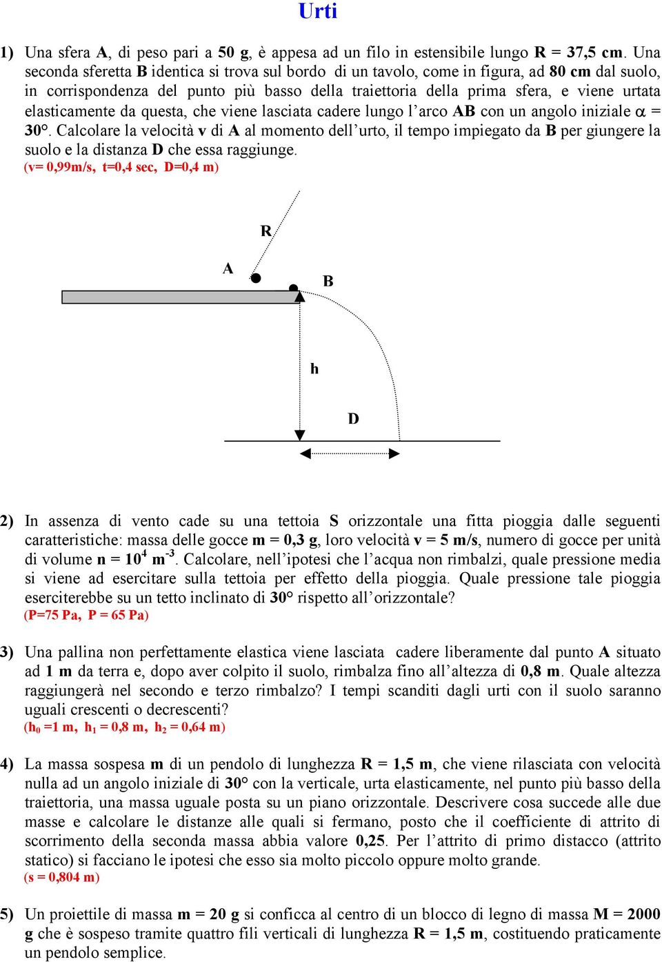 elasticamente da questa, che viene lasciata cadere lungo l arco con un angolo iniziale α = 30.