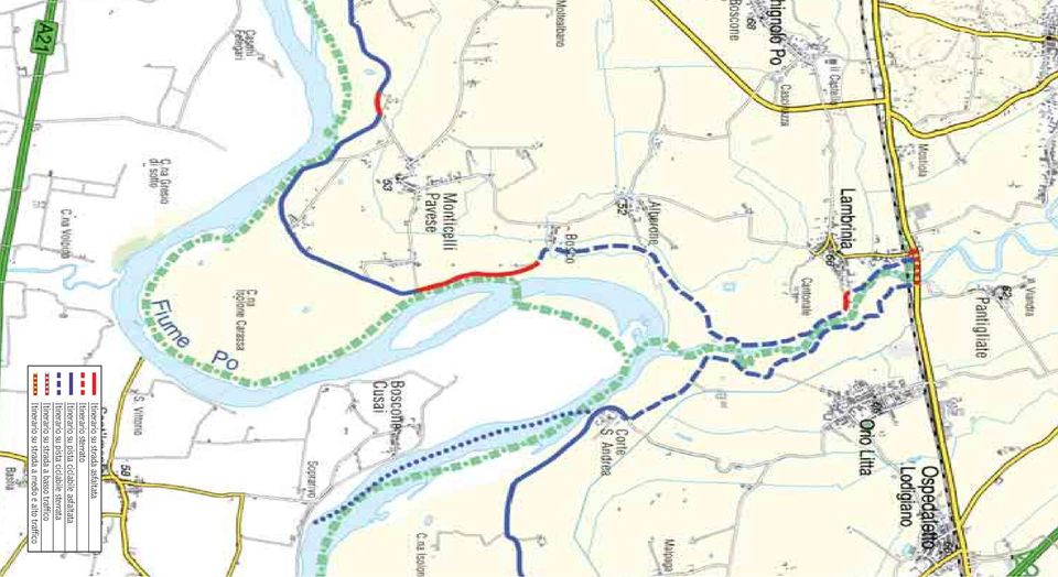 su pista ciclabile sterrata Itinerario su strada a