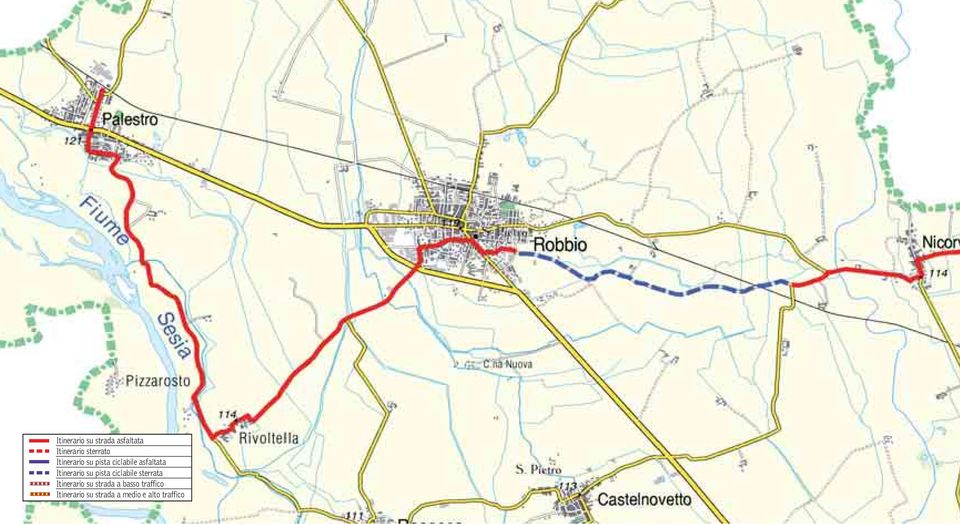 su pista ciclabile sterrata Itinerario su strada a